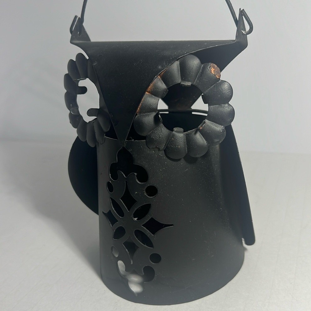 Owl Lantern – Decoration Matte Finish Black, VINTAGE Hong Kong. Big Eyes!