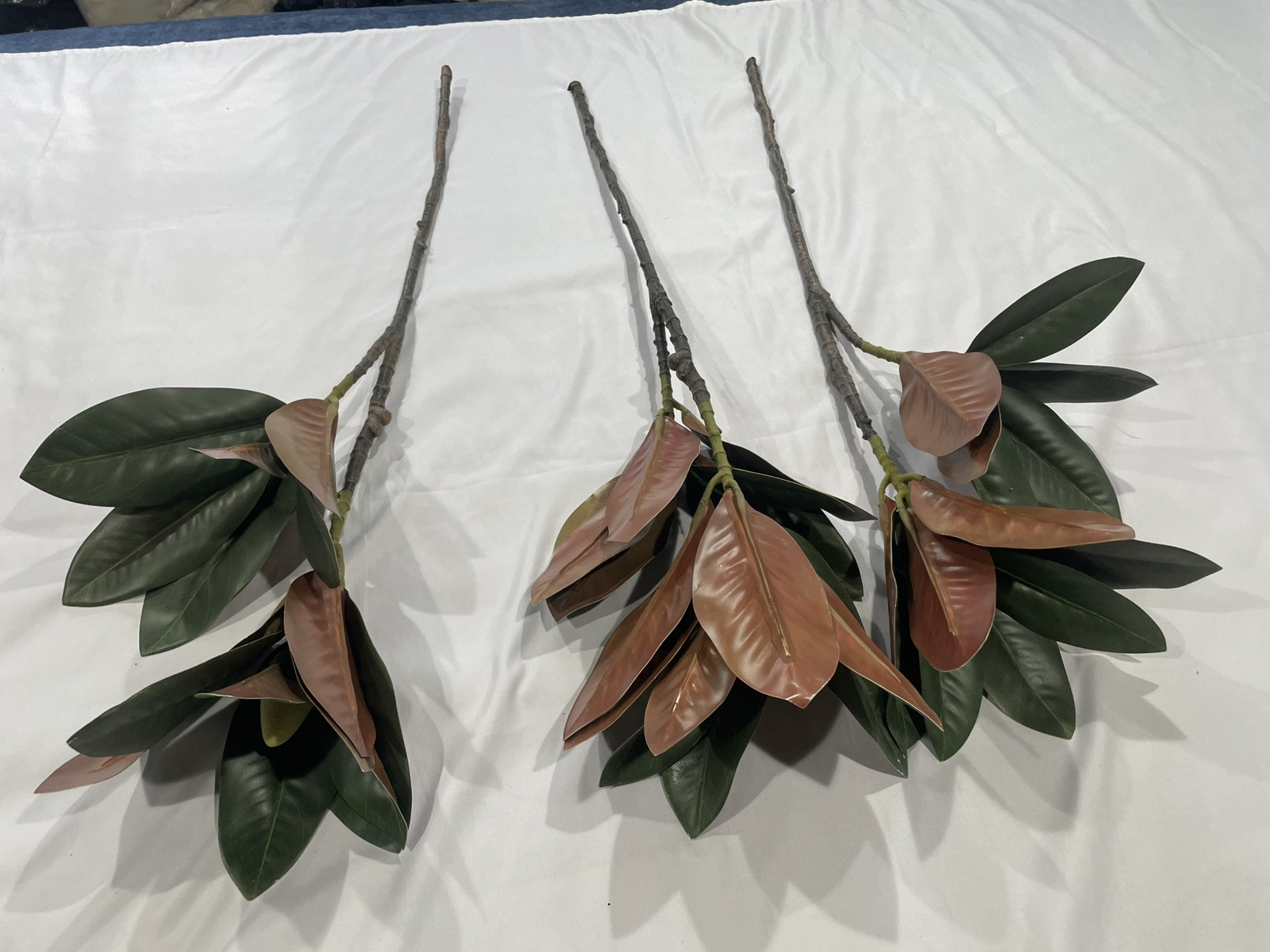 3 Pcs Magnolia Artificial Leaves Branches Faux Magnolia Leaf with Long Stems