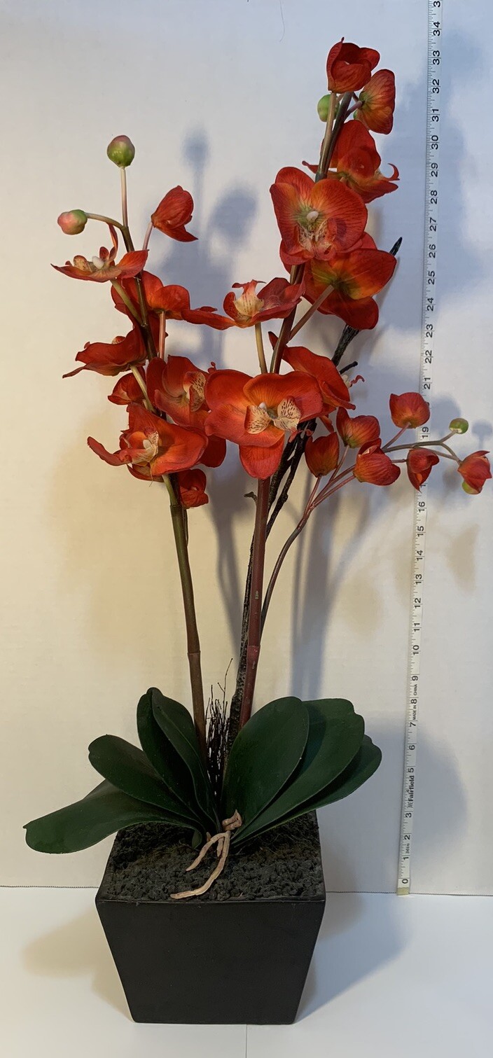 Artificial Red Orchid Planter