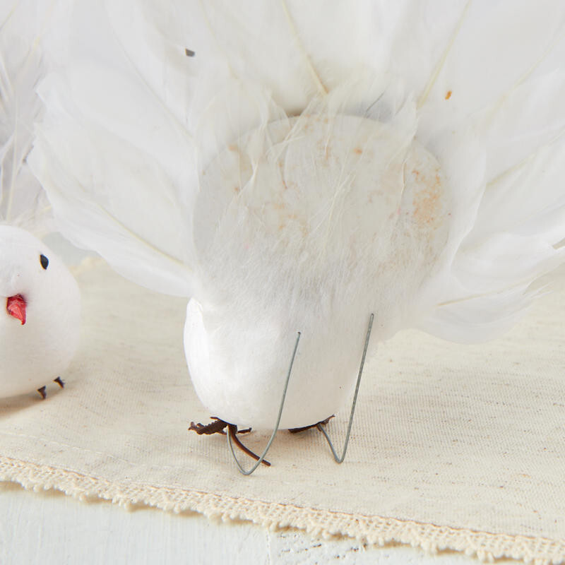 Pack of 12 White Feathered Fantail Artificial 5″ Robins