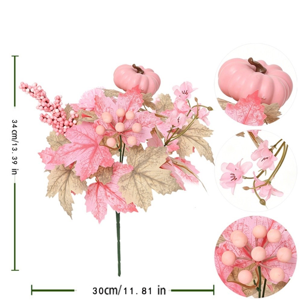 Silk Floral For Bouquet with Matte Pink Pumpkin Fade Resistant Materials