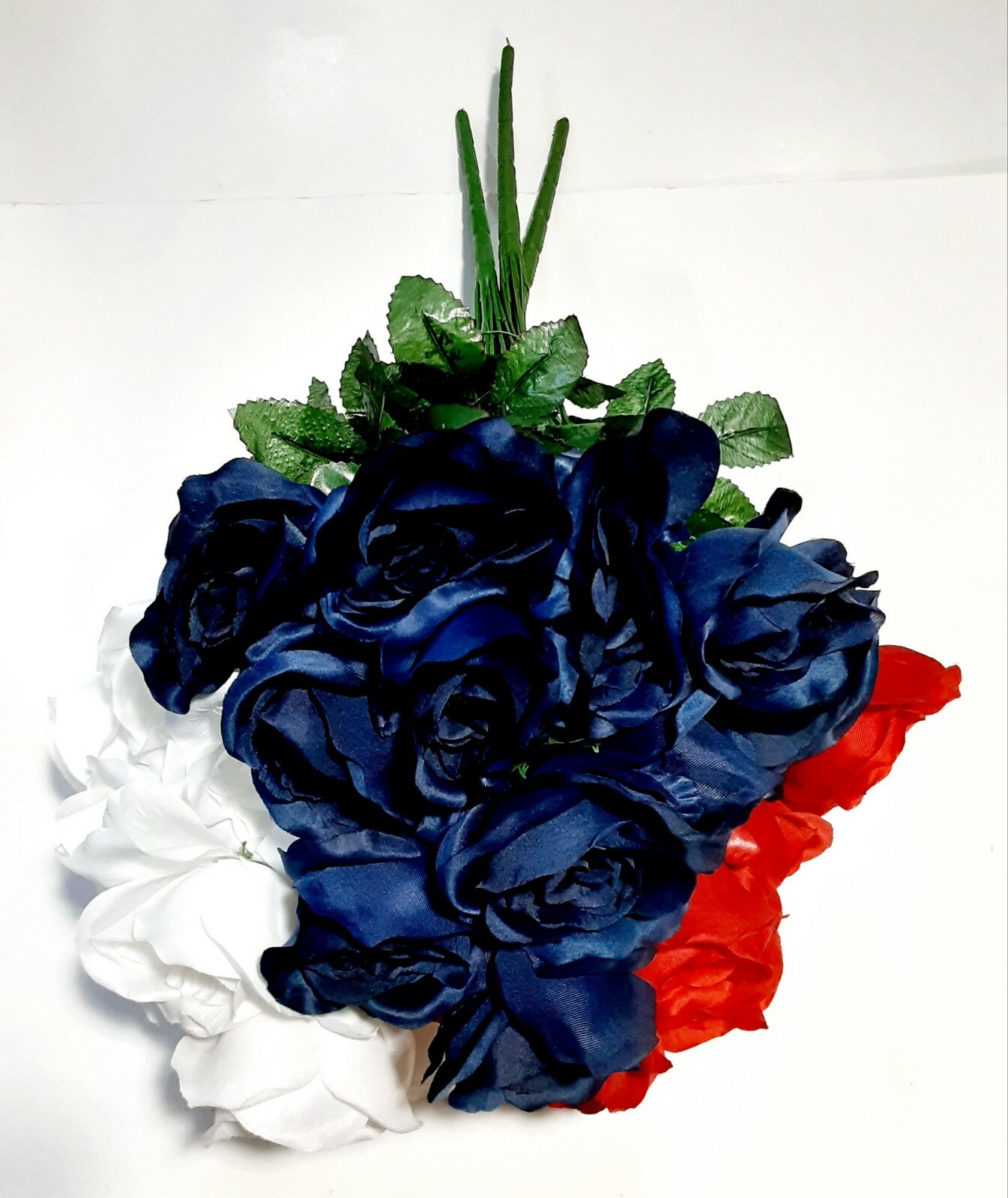 (3 Bushes) 36 Roses 20″ Bush USA Patriotic Red White & Blue Silk Flower Home US
