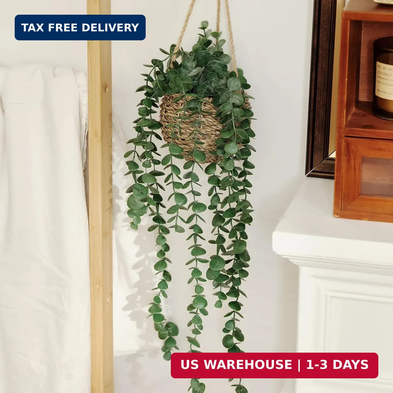 3 Pack Mini Artificial Hanging Greenary Fake Hanging Plants in Basket for Wall L