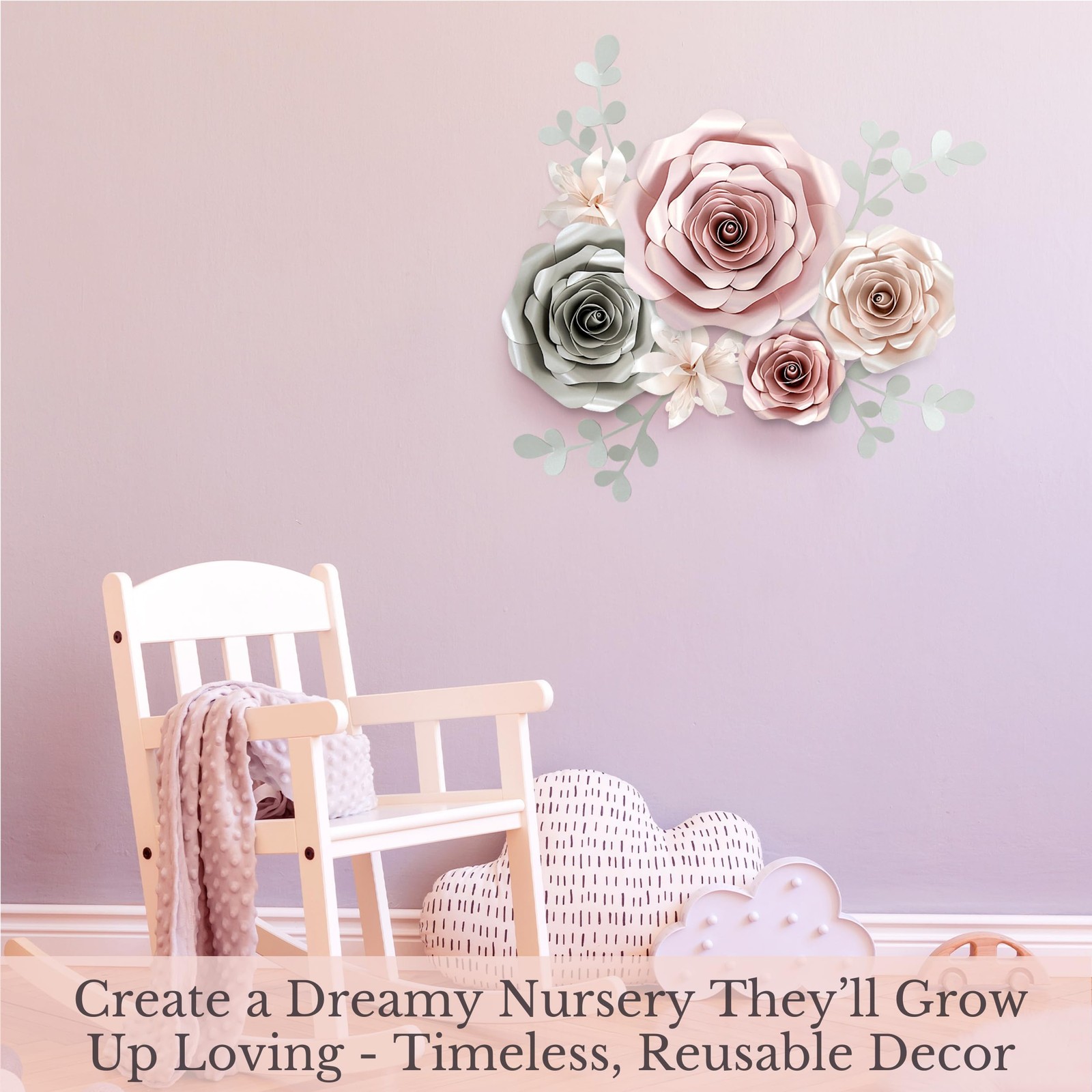 Paper Flowers Wall Decor – 3D Flower Wall Backdrop for Baby Nursery, Girls Ro…