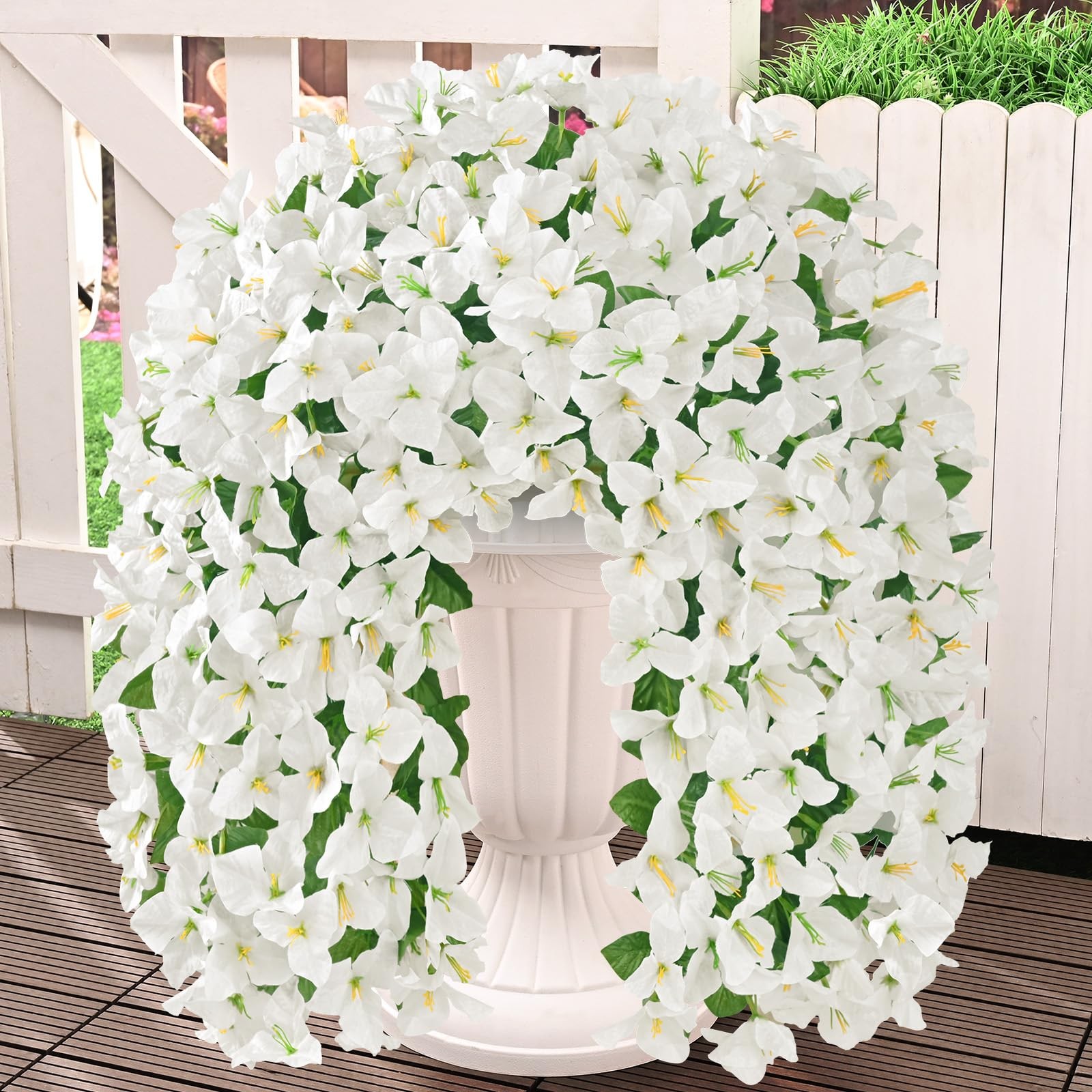 2Pcs Faux Artificial Bougainvillea Flowers for Outdoors, UV Resistant Artific…