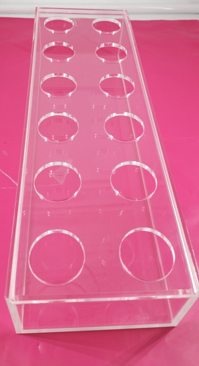 Clear Acrylic Flower Vase Rectangular Floral Centerpiece 12″ Long NIB