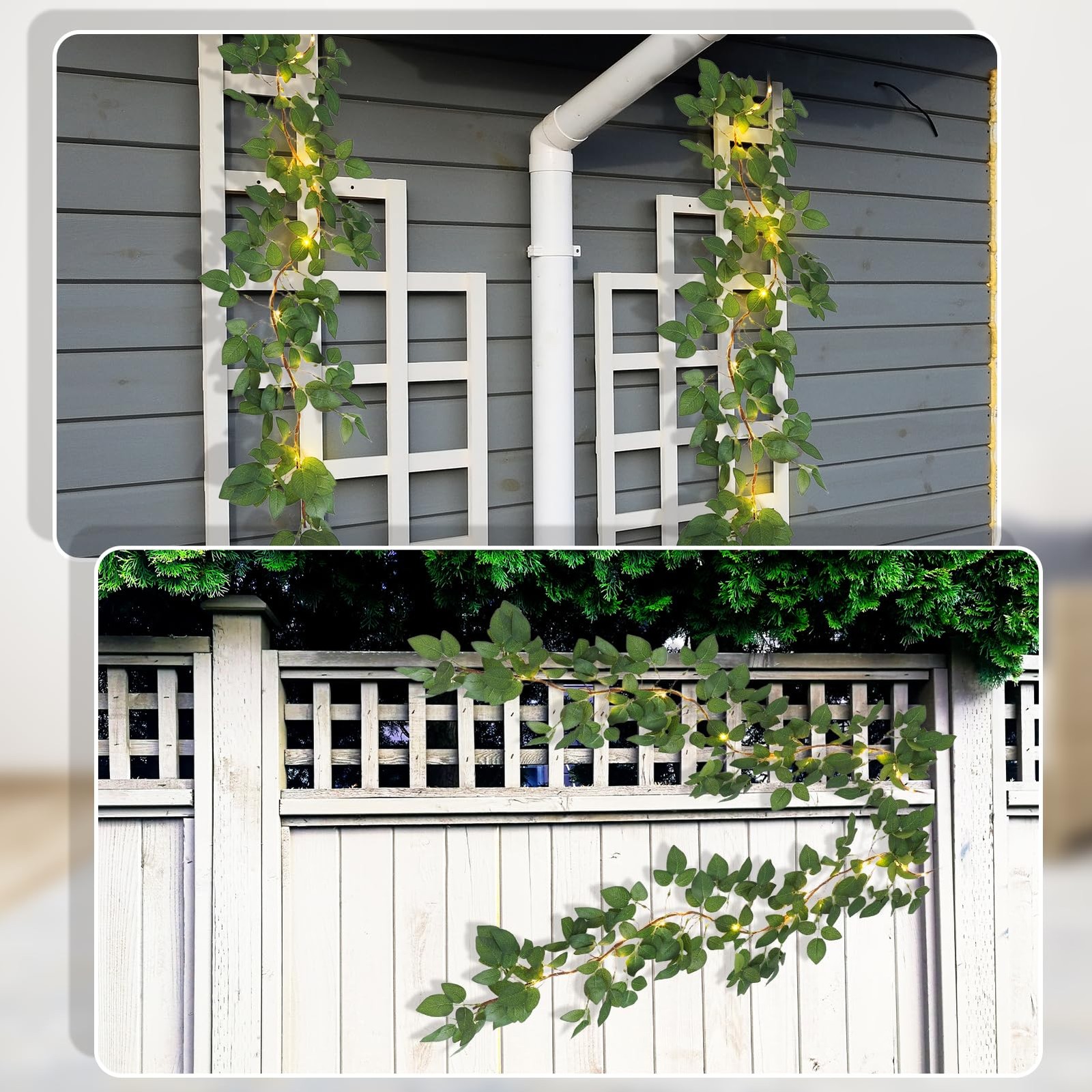 2Pcs Fake Ivy Vines with Fairy Lights, 5Ft Artificial Light Up Spring Leave G…