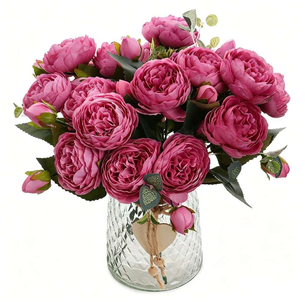 9 Heads Artificial Silk Peony Flower Wedding Bouquet Home Party Outdoor Decor