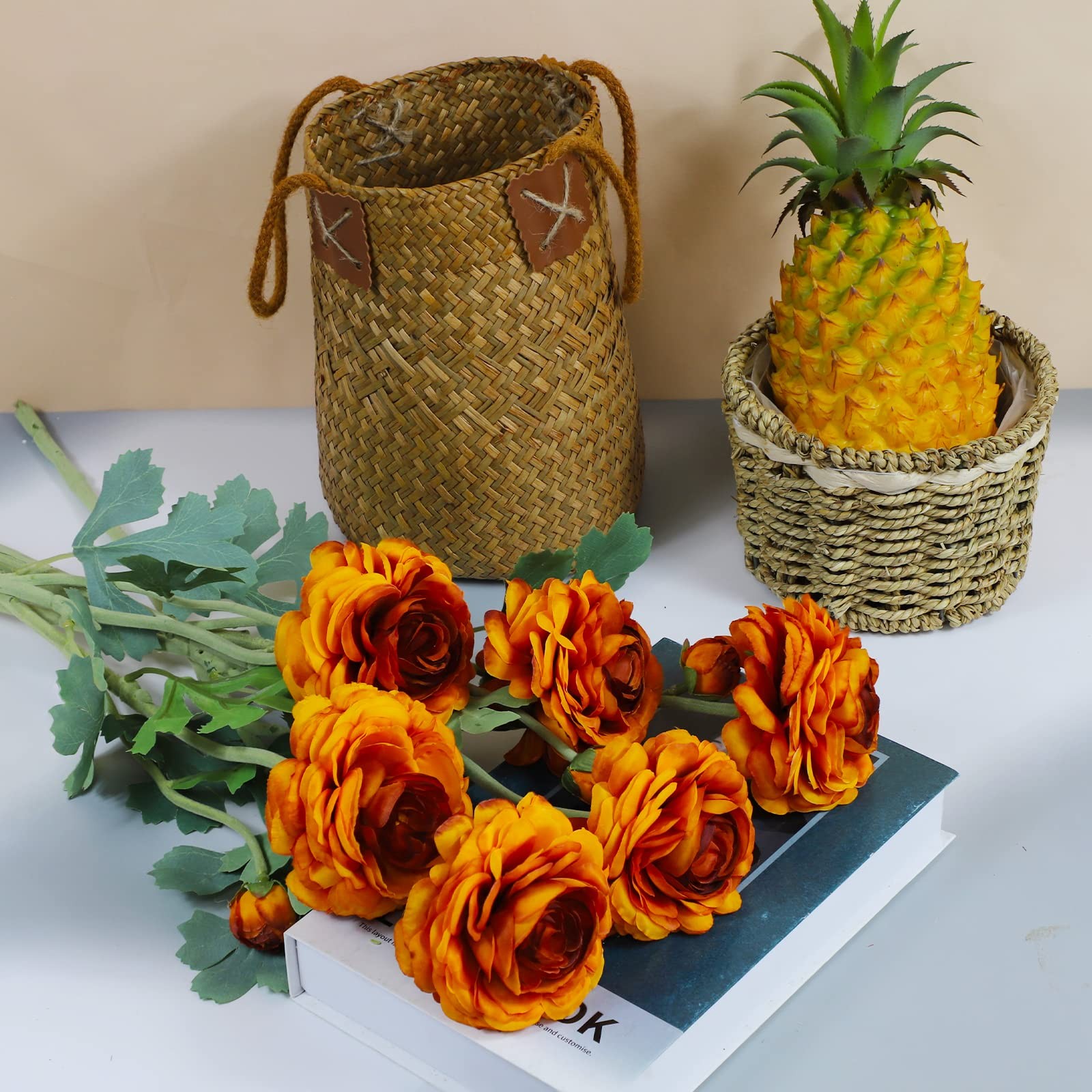 Artificial Flowers Ranunculus Long Stem Buttercup Silk Flowers 6 pcs for Home…