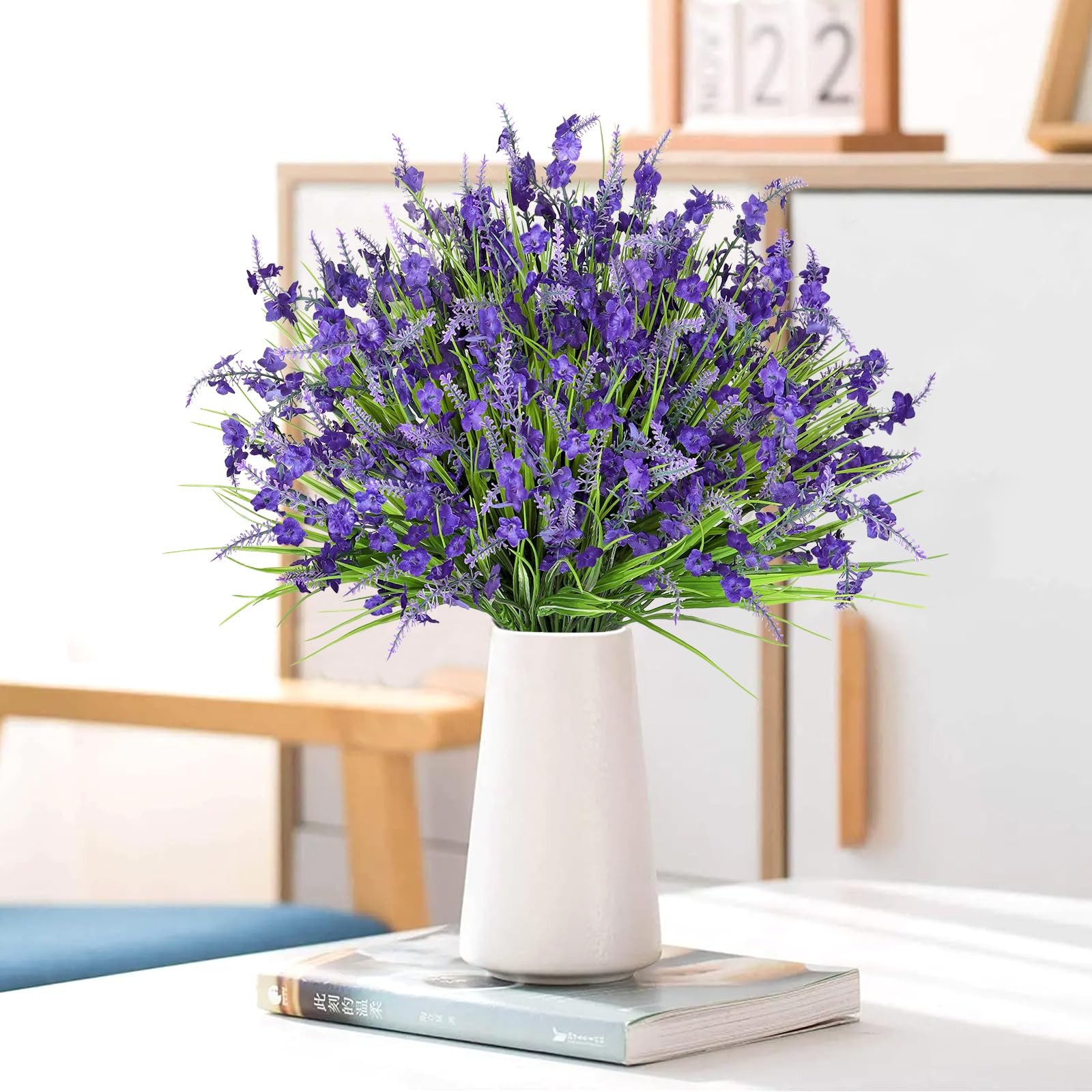 12 Bundles Artificial Lavender Flowers for Outdoors Faux Silk Flowers Fake Mo…