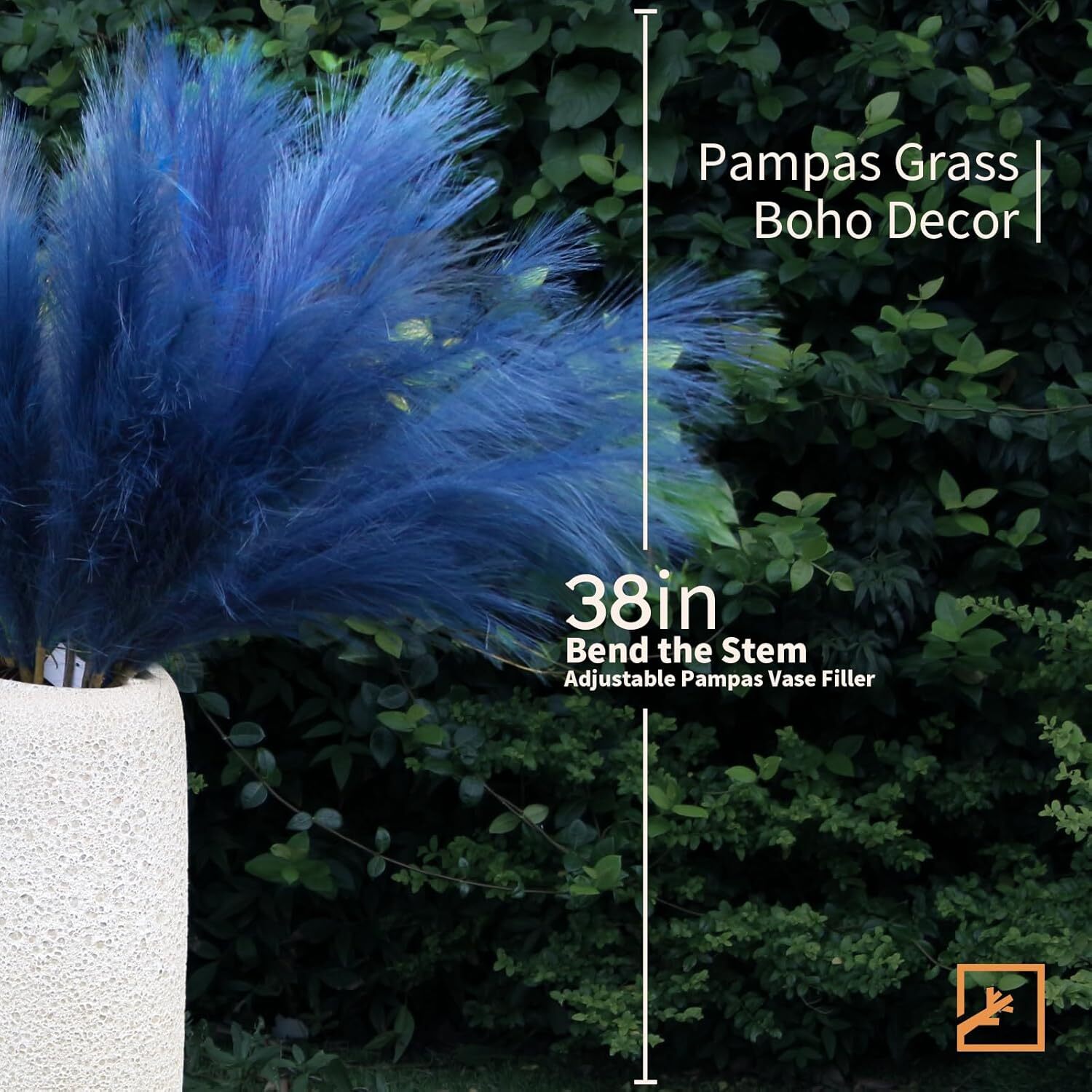 7-Pcs 38″/3.1FT Blue Pampas Grass Large Tall Fluffy Artificial Fake Flower Bo…
