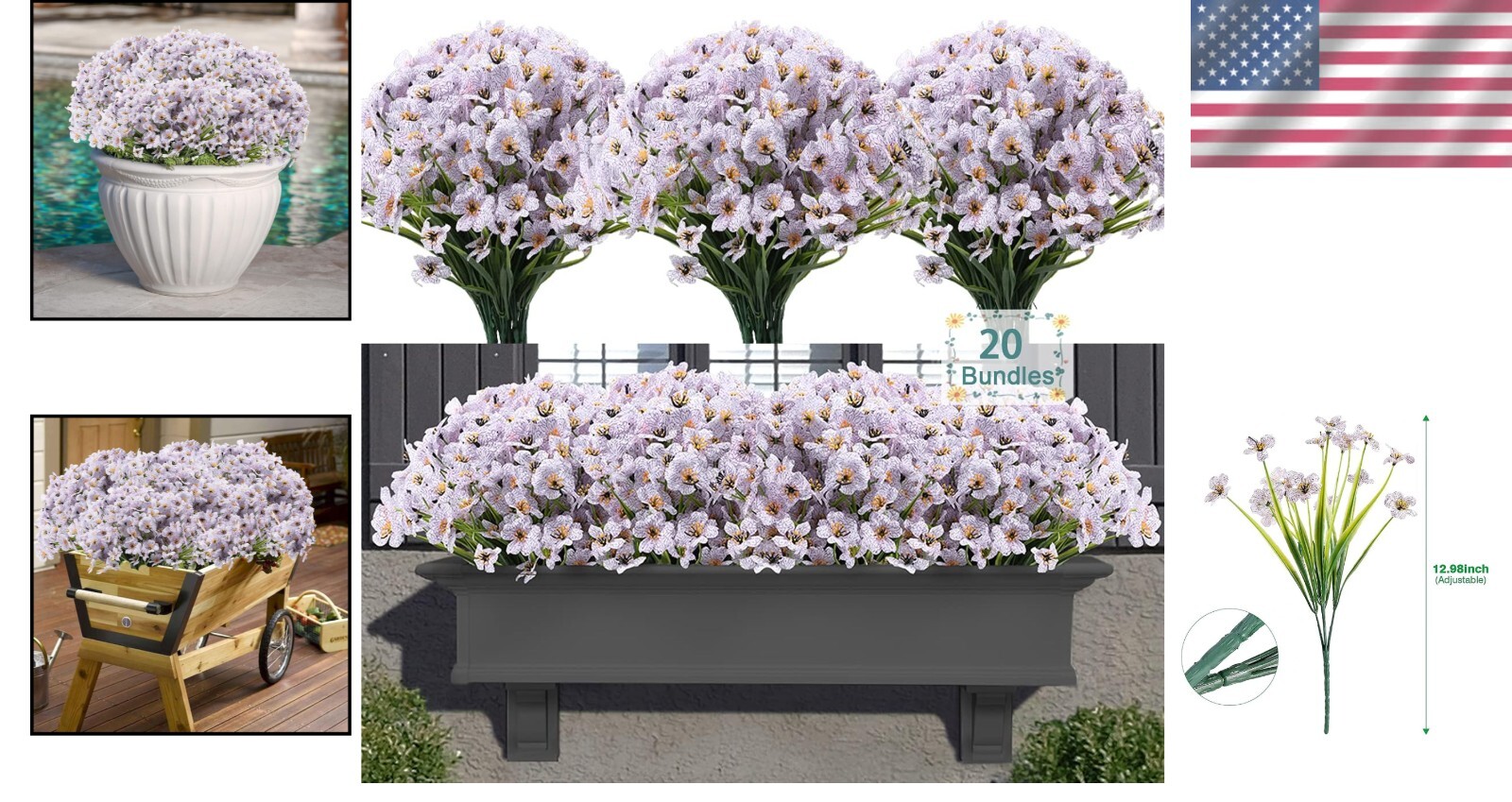Realistic Faux Silk Flowers – 20 Bundles for -Round Indoor & Outdoor Delight