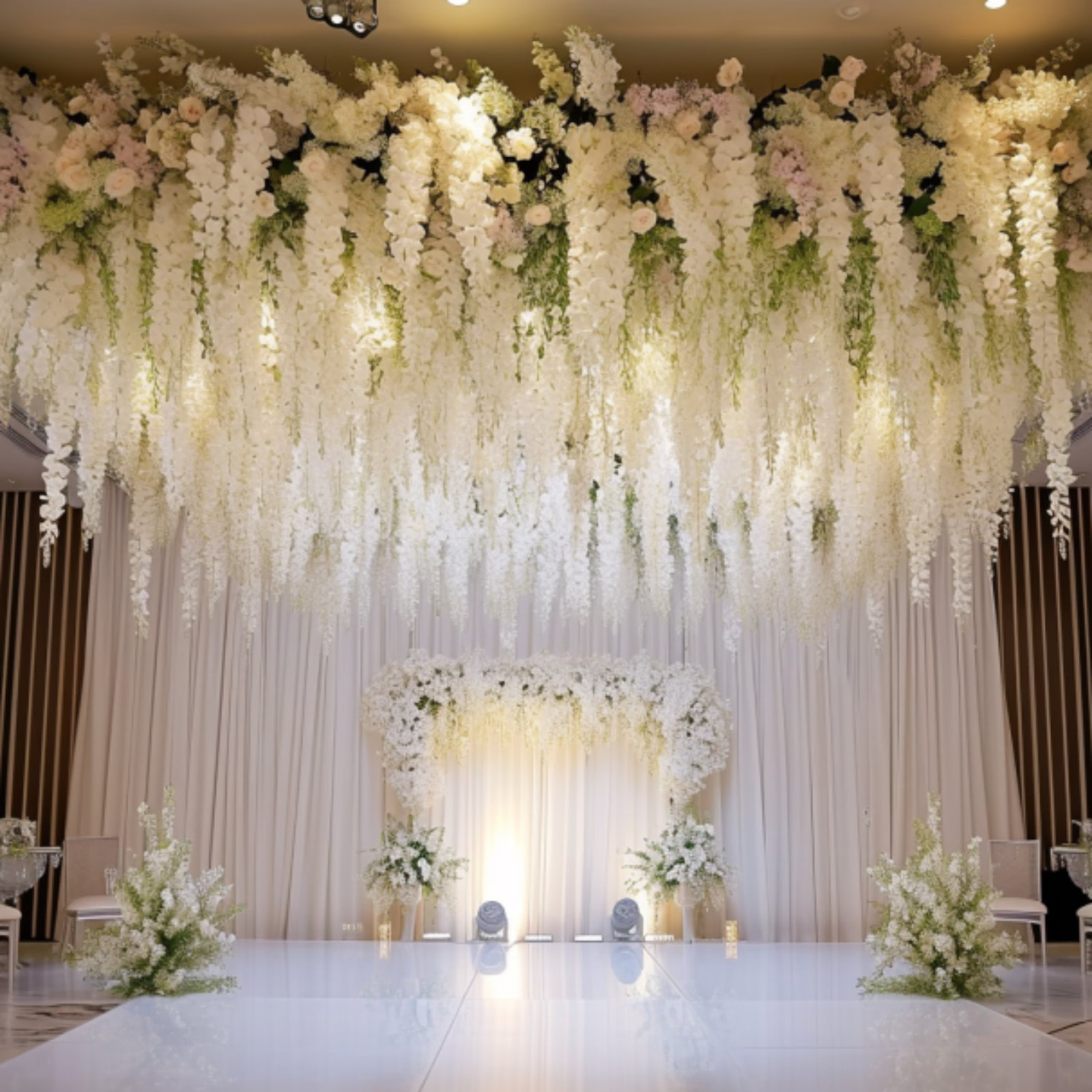 24PCS 72 Branches Wisteria Hanging Flowers Wedding Decor Garland Silk Flowers