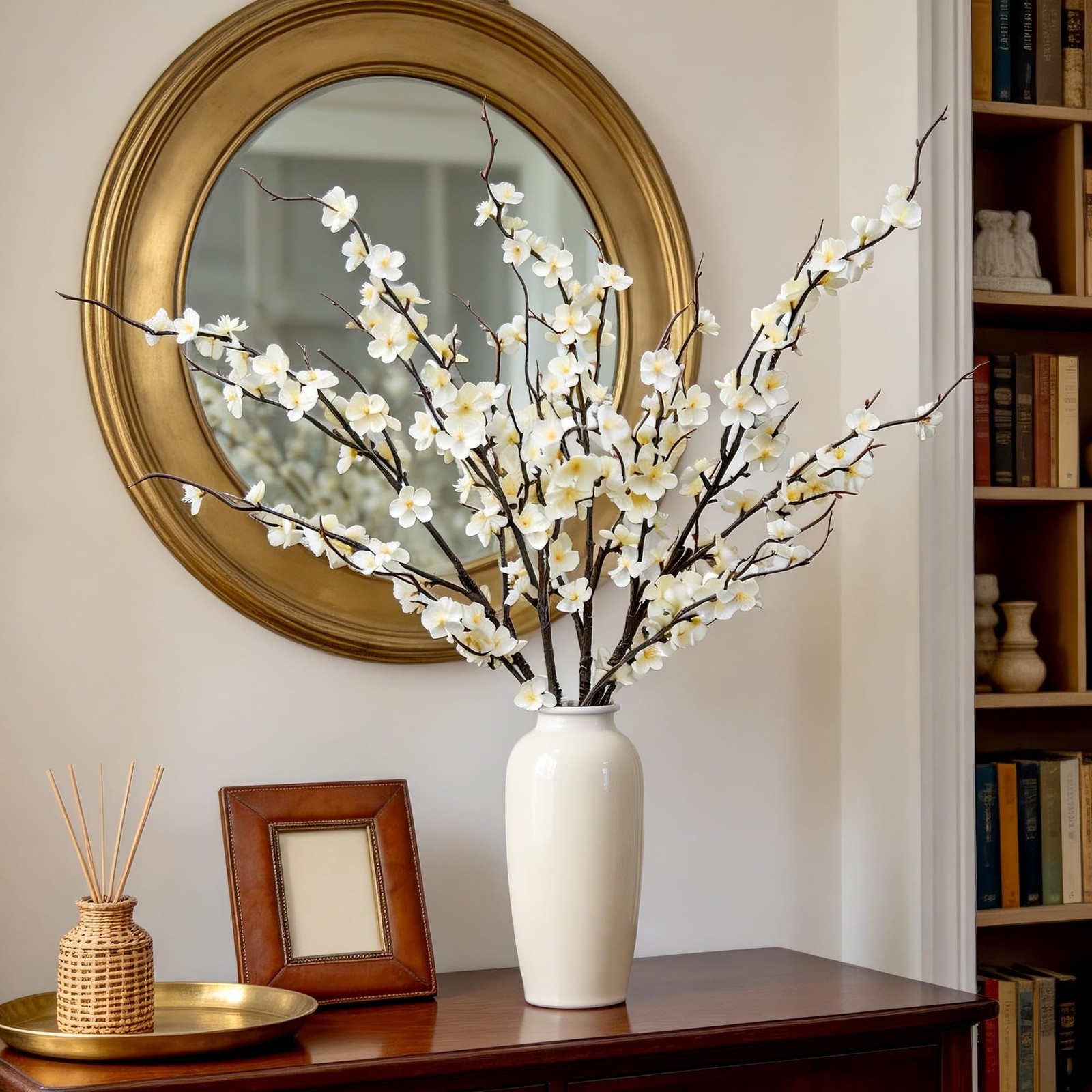 Cherry Blossom Branches 39 Inch 6PC White Cheery Blossom Branches for Decor