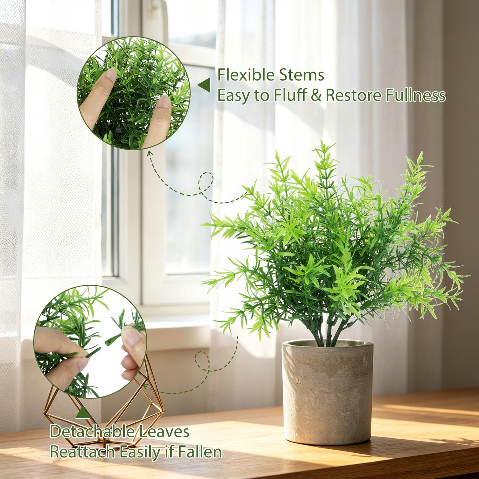 4 Pack Small Fake Plants Indoor, Mini Potted Artificial Plants Eucalyptus Ros…