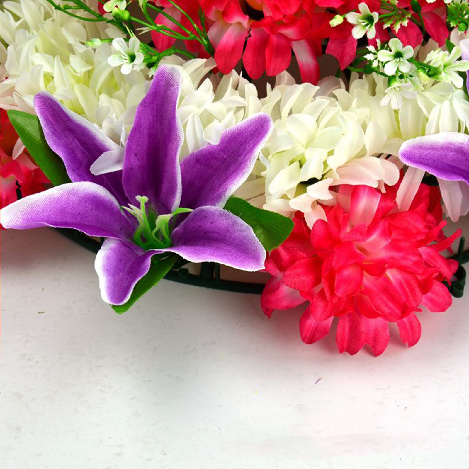 Cemetery Wreath Artificial Memorial Wreath Plastic Loop Silk Cloth Flower For Gr