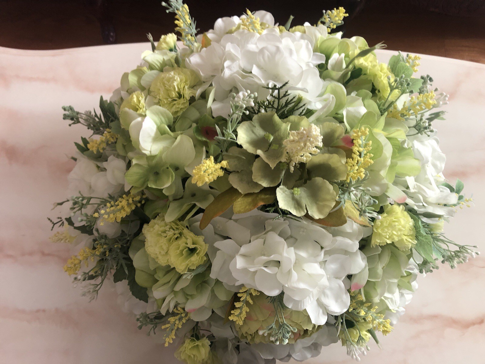Green Spring Floral Arrangement Green And White Hydrangea And Peony Centerpiece