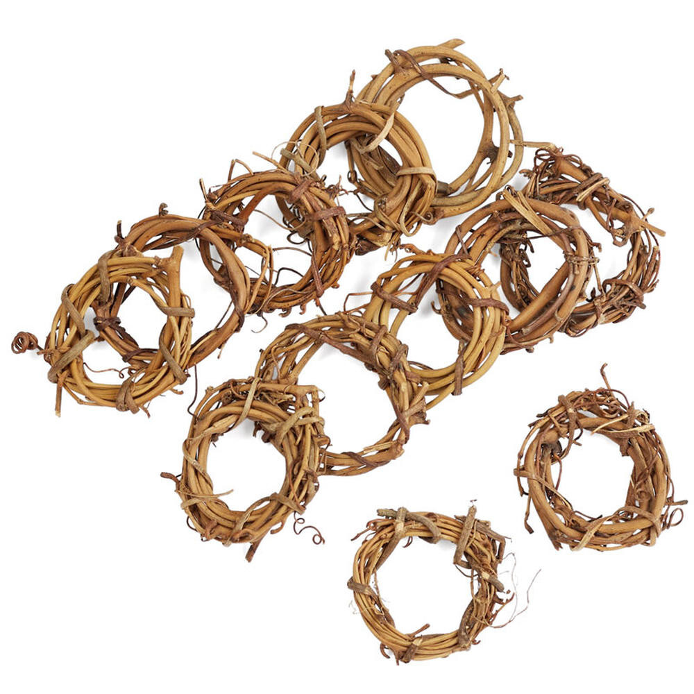 Group of 36 Natural Dried 2″ Grapevine Wreaths for Crafting and Napke Rings