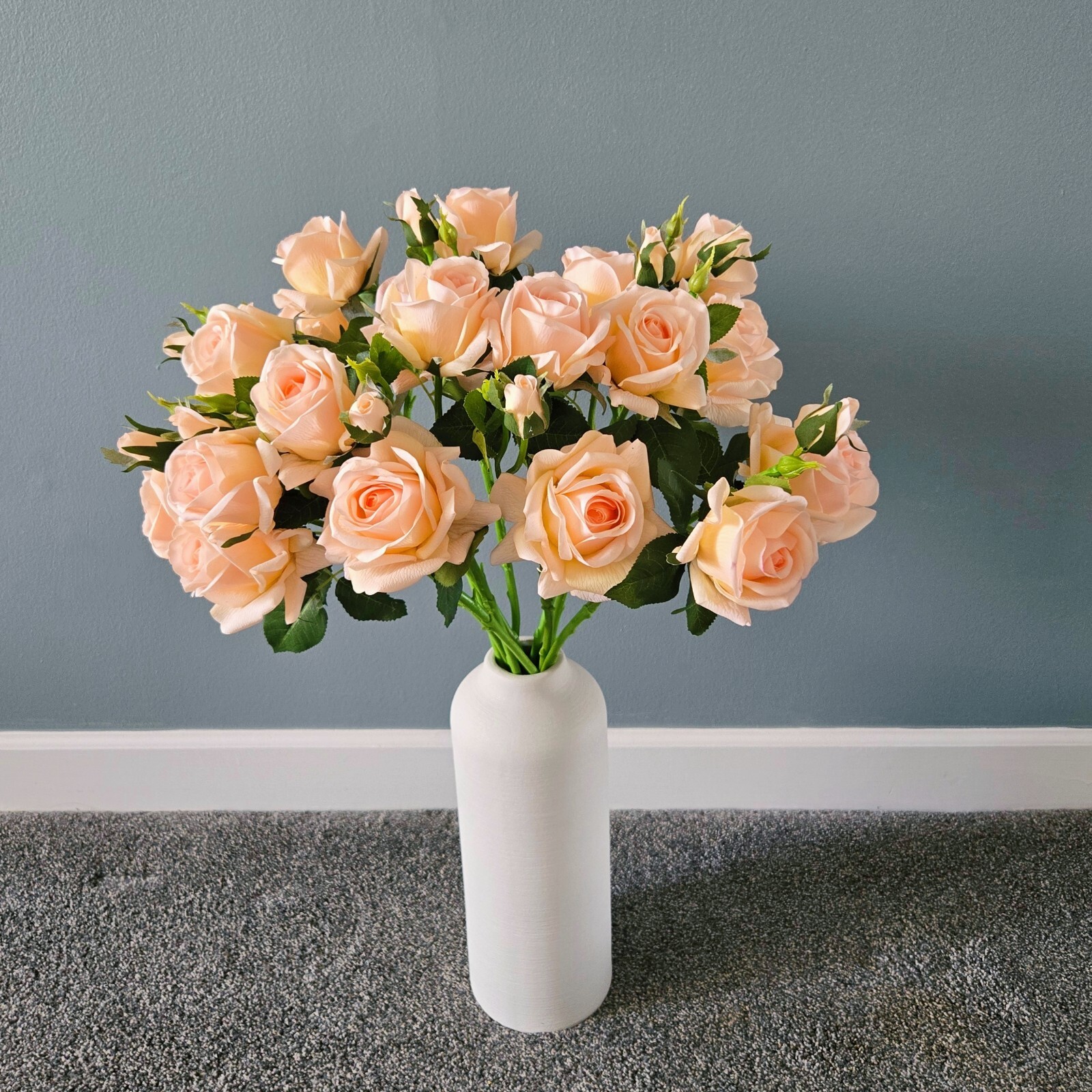 10pcs Artificial 3-Head Roses –Each Stem Features 2 Full Blooms and 1 Bud