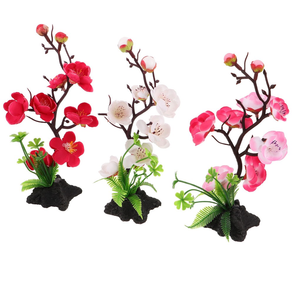 3 Pcs Japanese Decorative Ornaments Fake Flower Dish Artificial Decors