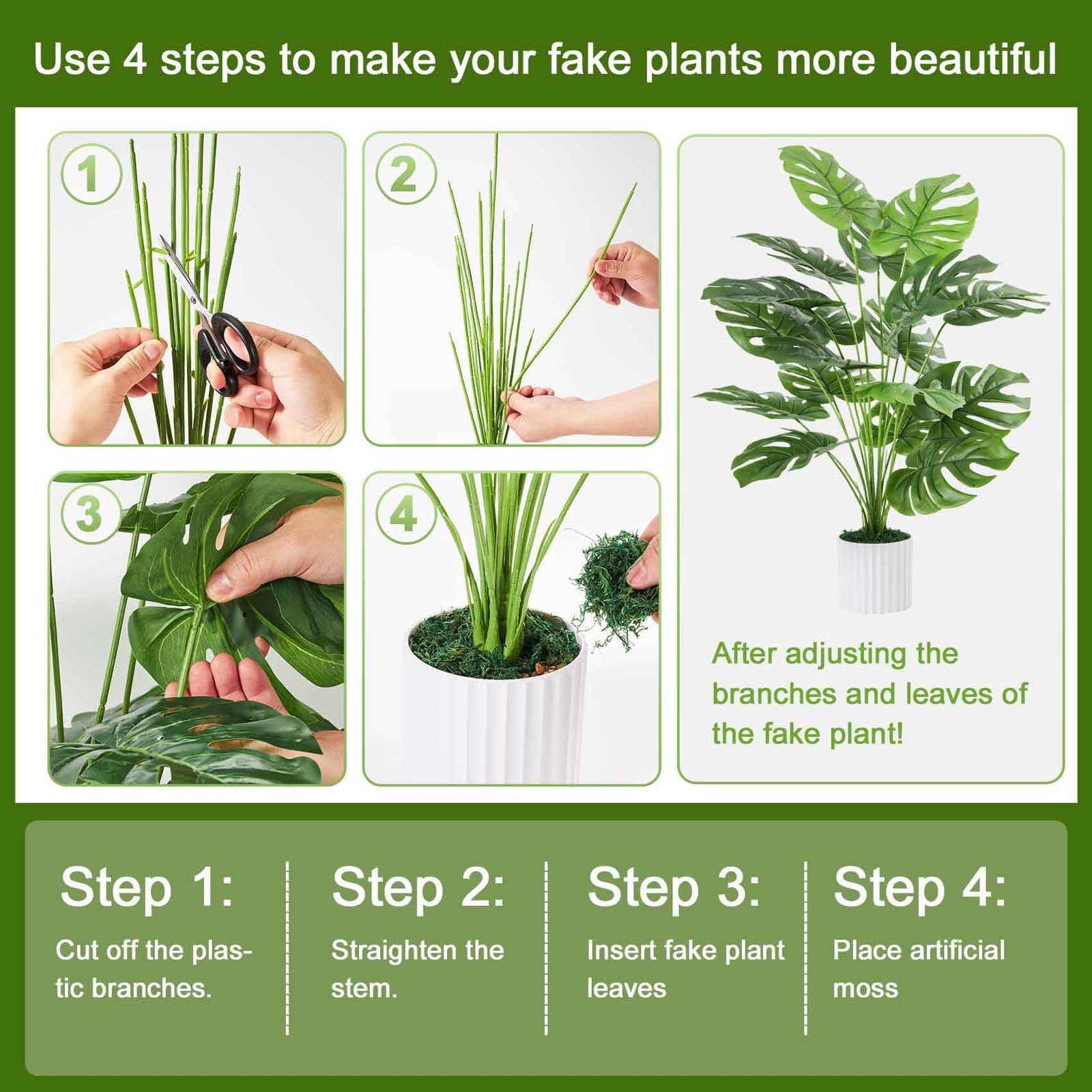 28″ Fake Plants Large, Artificial Monstera Faux Plants Indoor Tall for Floor …