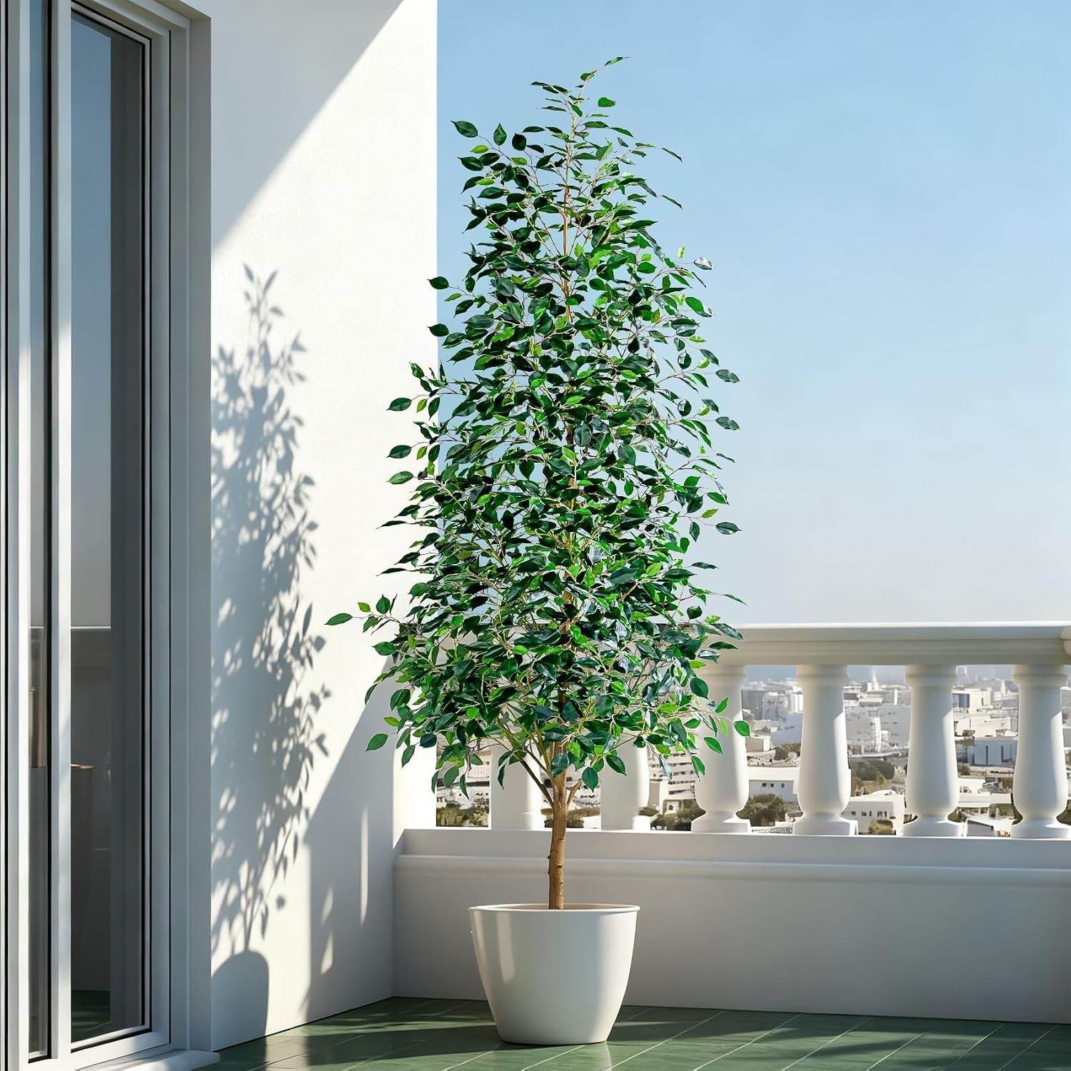 Artificial Ficus Tree 6FT Indoor Faux Tree with Pot Real Looking Green Decor