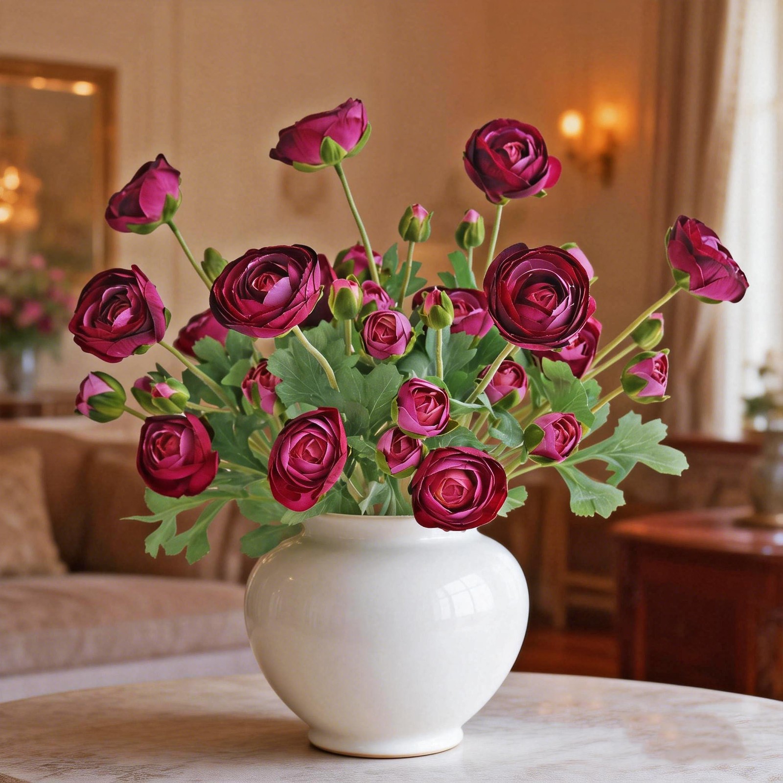 Realistic Silk Faux Ranunculus Flowers Artificial Burgundy Stems Astilbe Faux…