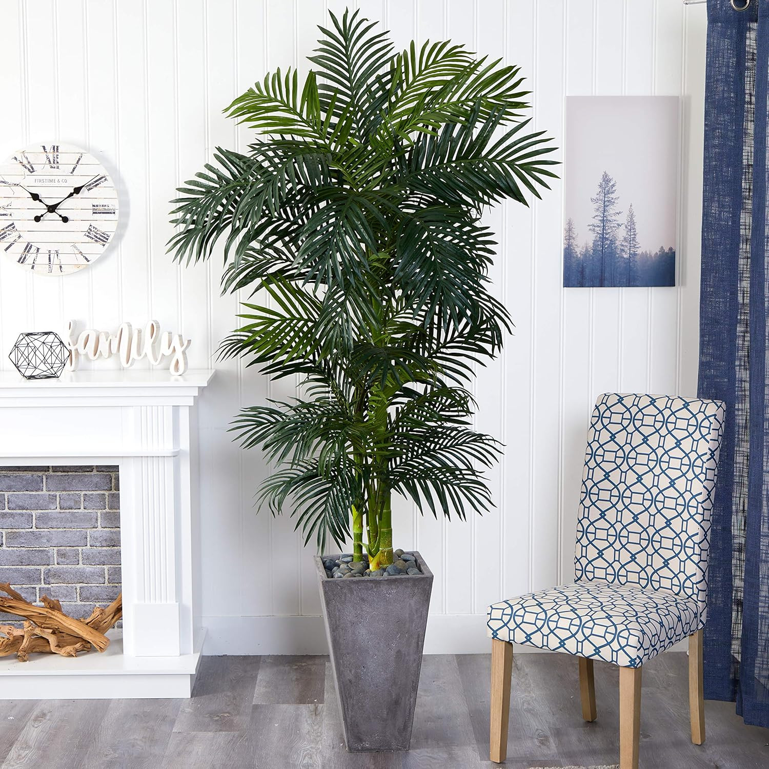 7Ft Golden Cane Artificial Palm Tree in Stylish Cement Planter