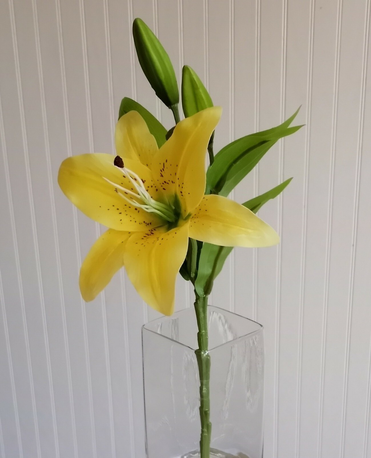 Yellow Tiger Lily 16″H Branch Realistic Quality Silk Flower Artsy Home Decor