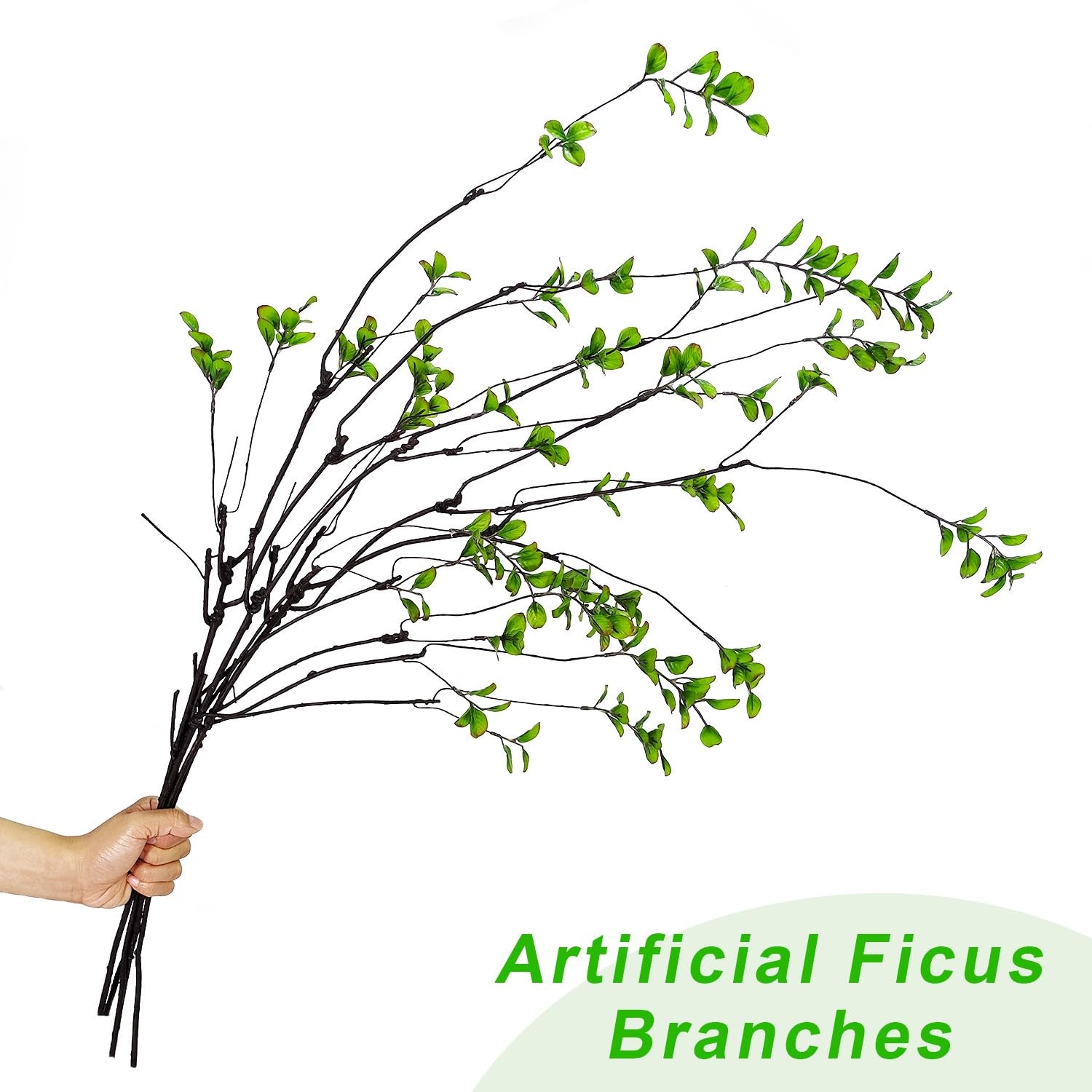 5 Pcs Artificial Ficus Branches for Vase, 38.5 Inch Faux Greenery Stems Reali…