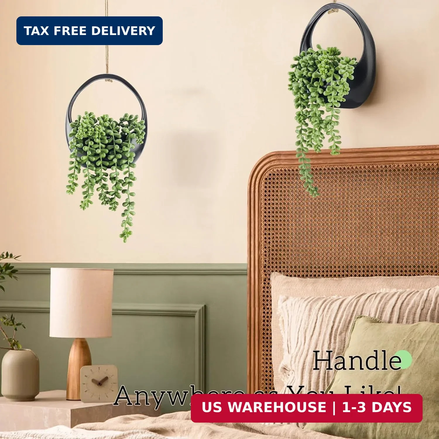 Der Rose 2 Pack Small Fake Hanging Plants with Strings Artificial Succulent Plan