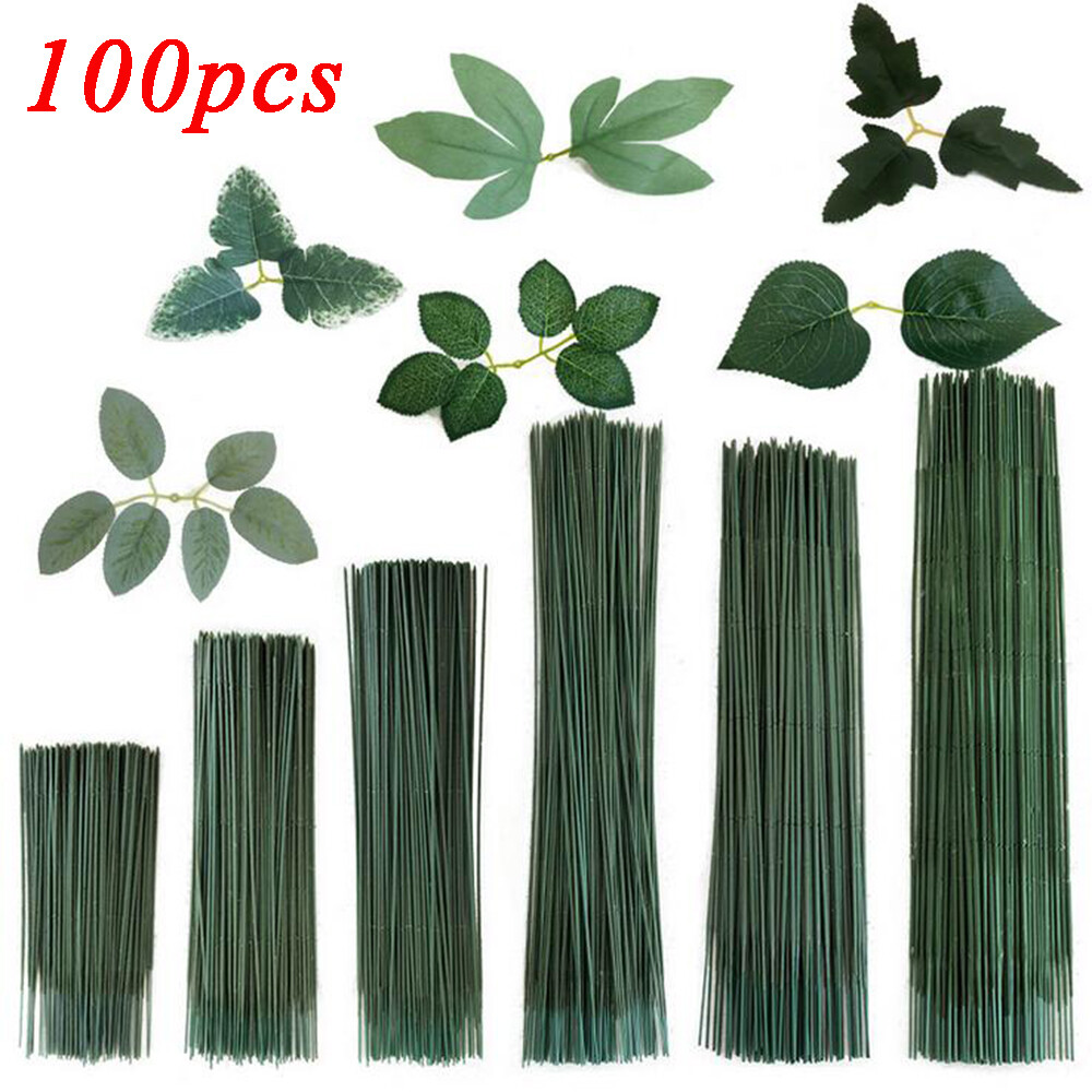 100Pcs/Set Flower Rod Plant Potted Stem Gardening Wire Plastic Artificial Decor