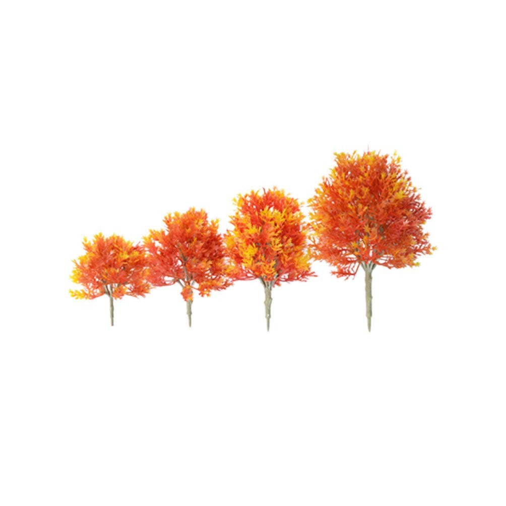 Mini Artificial Maple Tree Plastic Model Miniature Figurine Ornaments 4 PCS
