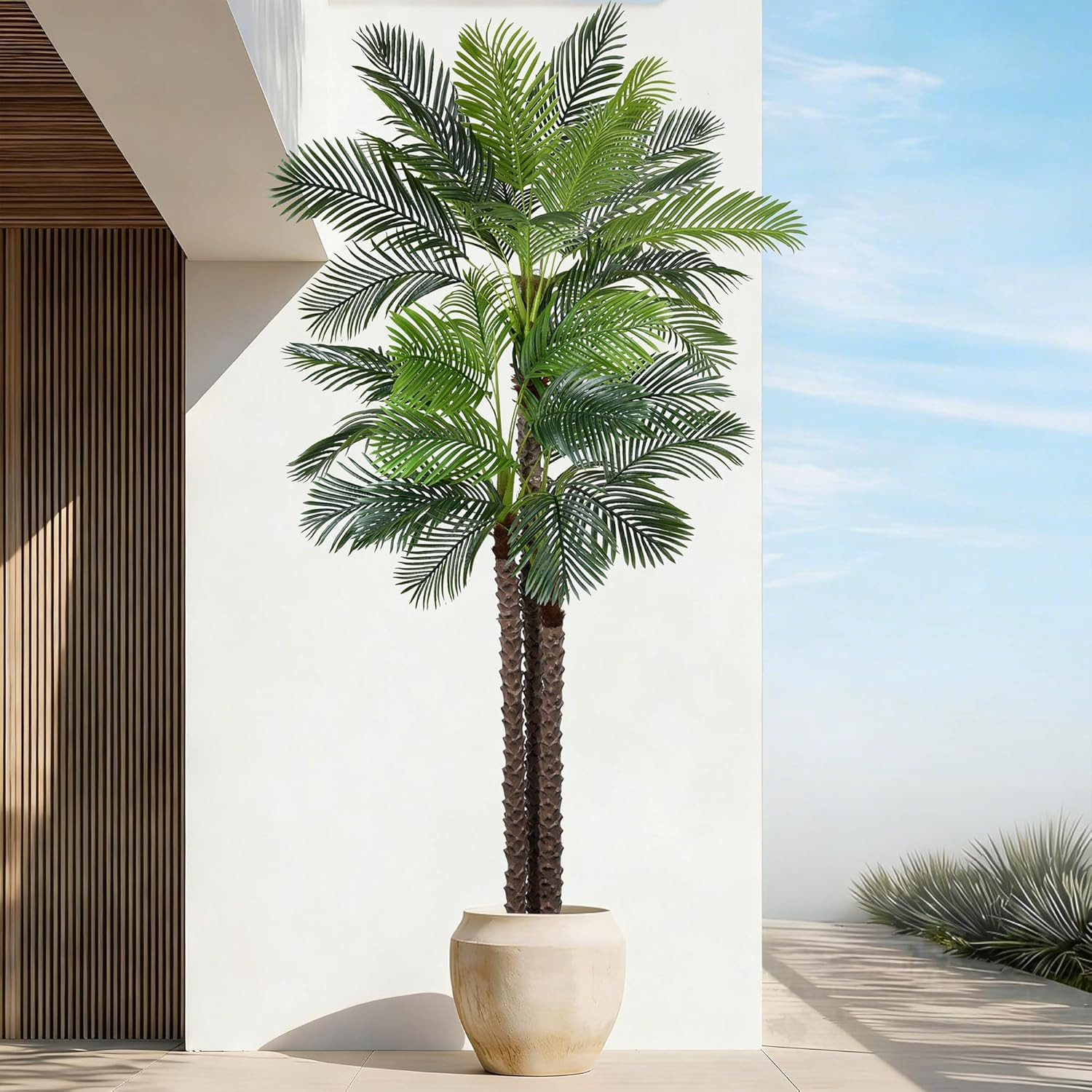 10Ft Artificial Triple Phoenix Palm Tree – Realistic Faux Plant for Home Decor