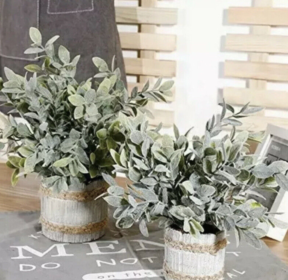 HC STAR 2 Pcs Artificial Plants Small Potted Plastic Fake Plants Green Rosemary