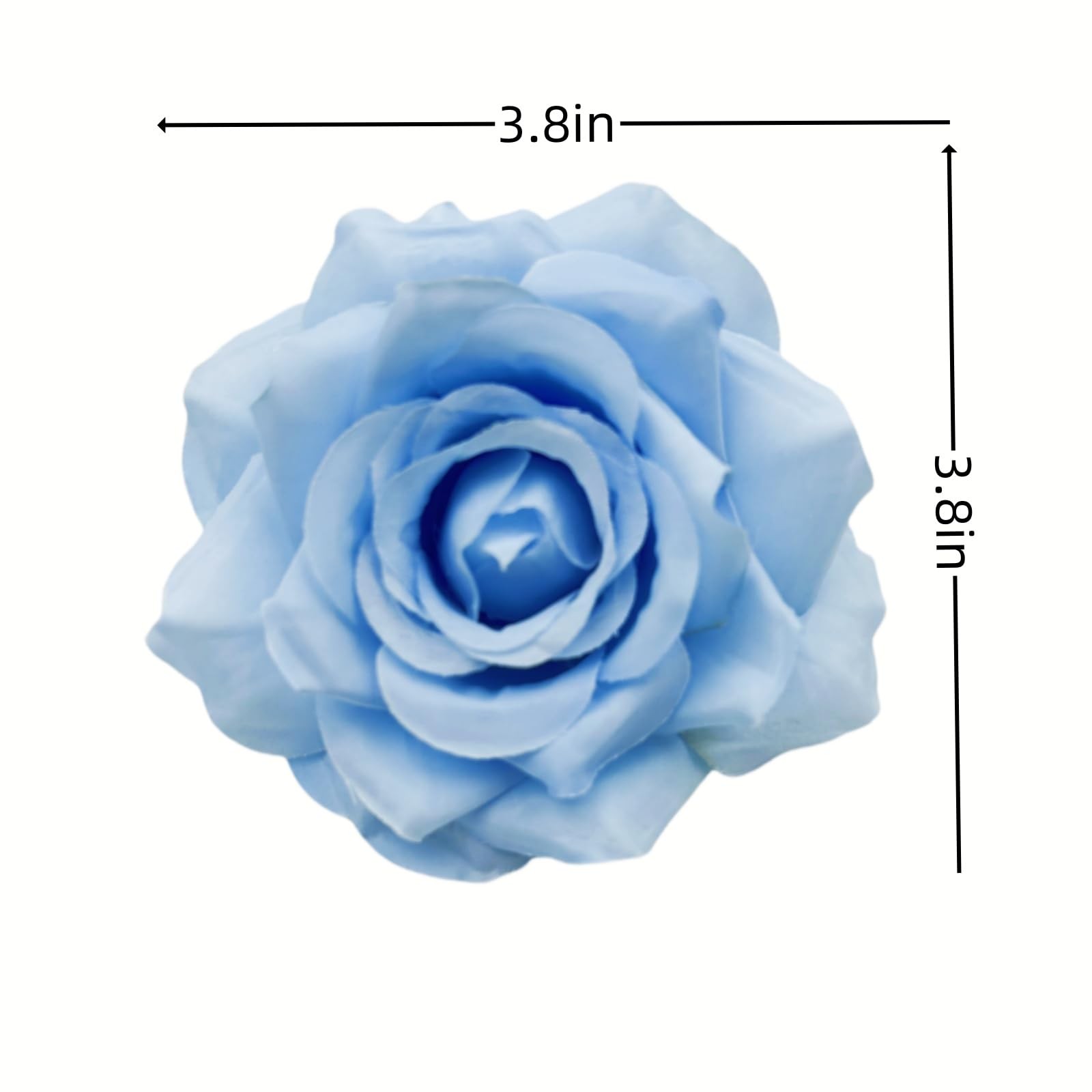 36 PCS 3.8 Inch Light Blue Artificial Silk Rose Flower Heads Fake Craft Wedding