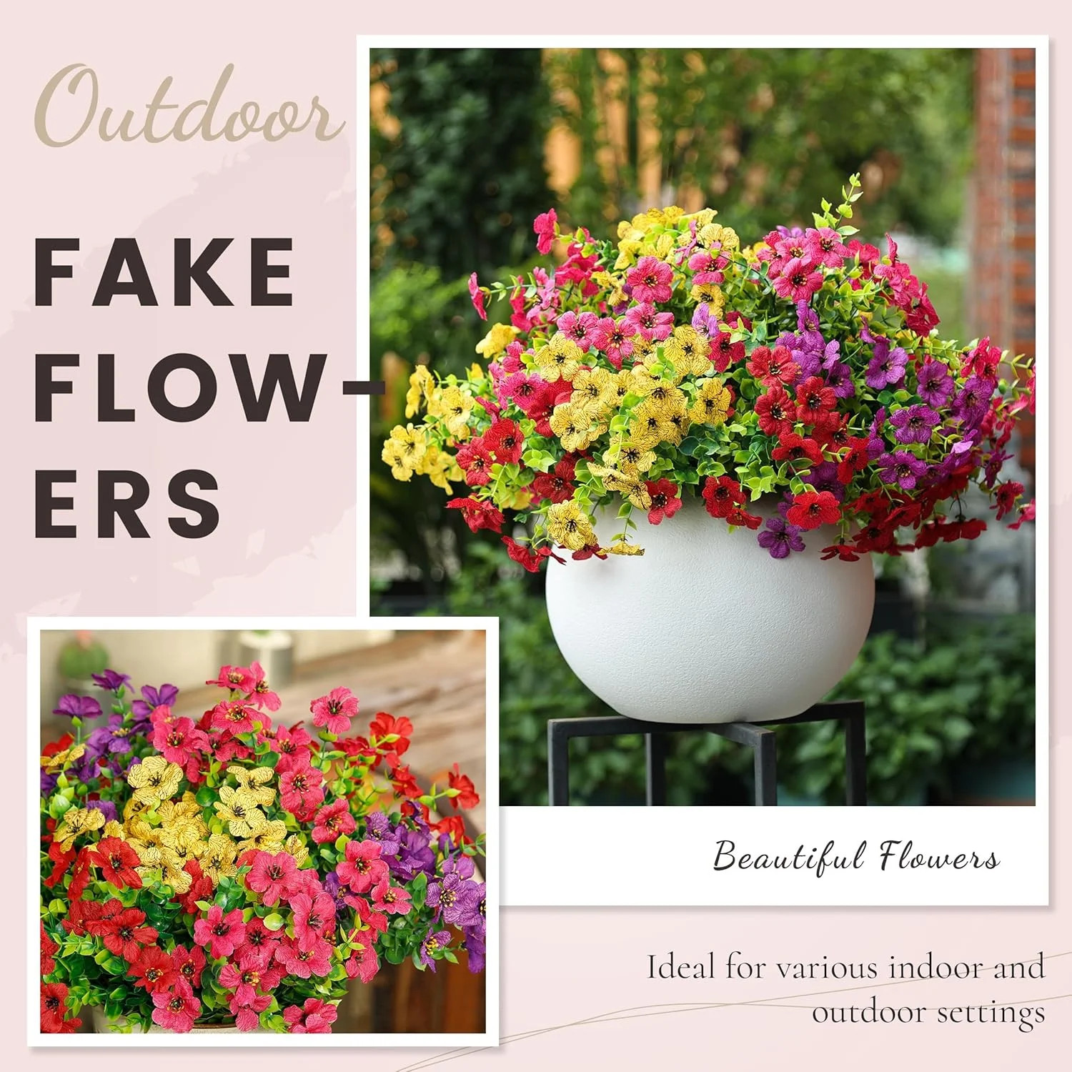 Der Rose 12 Bundles Artificial Flowers for Outdoors Fake Flowers Plants Spring S
