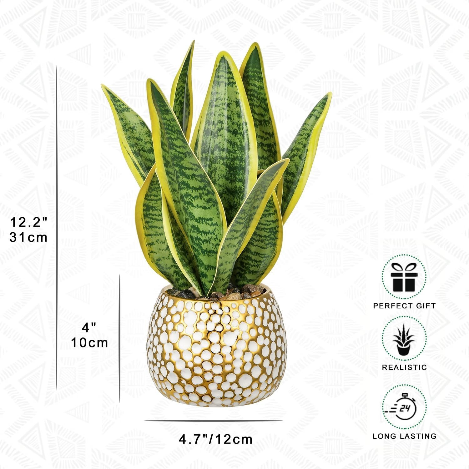 Artificial Snake Plant Potted Faux Sansevieria Trifasciata Plants, 13″ Tropic…