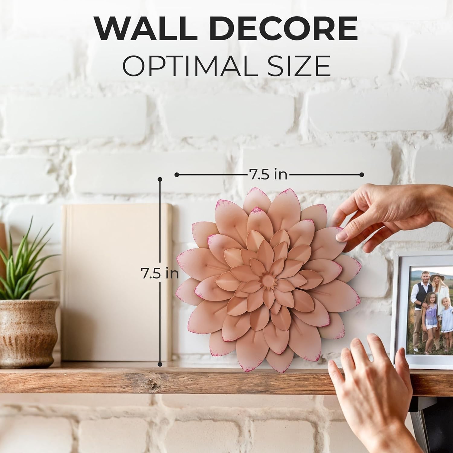 Succulent Metal Flowers Wall Decor – Pink, Hand Painted, 3D Flower Art Decora…