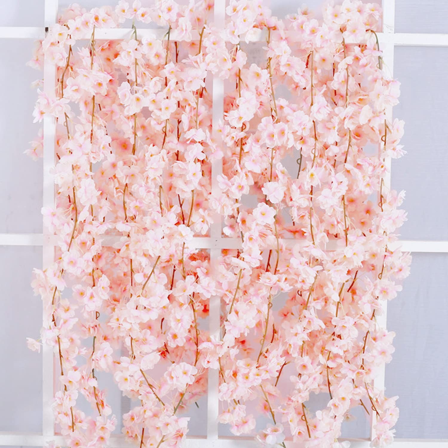 Cherry Blossom Garland Fake Cherry Flower Vines 2 Pcs Artificial Flower Garla…