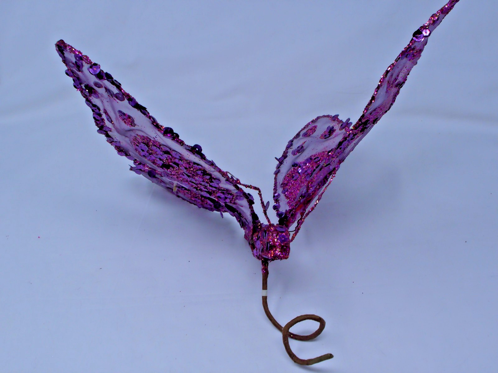 Decorative Purple Butterfly Shaped Floral Pick Decor Adjustable Wings 11″ Long