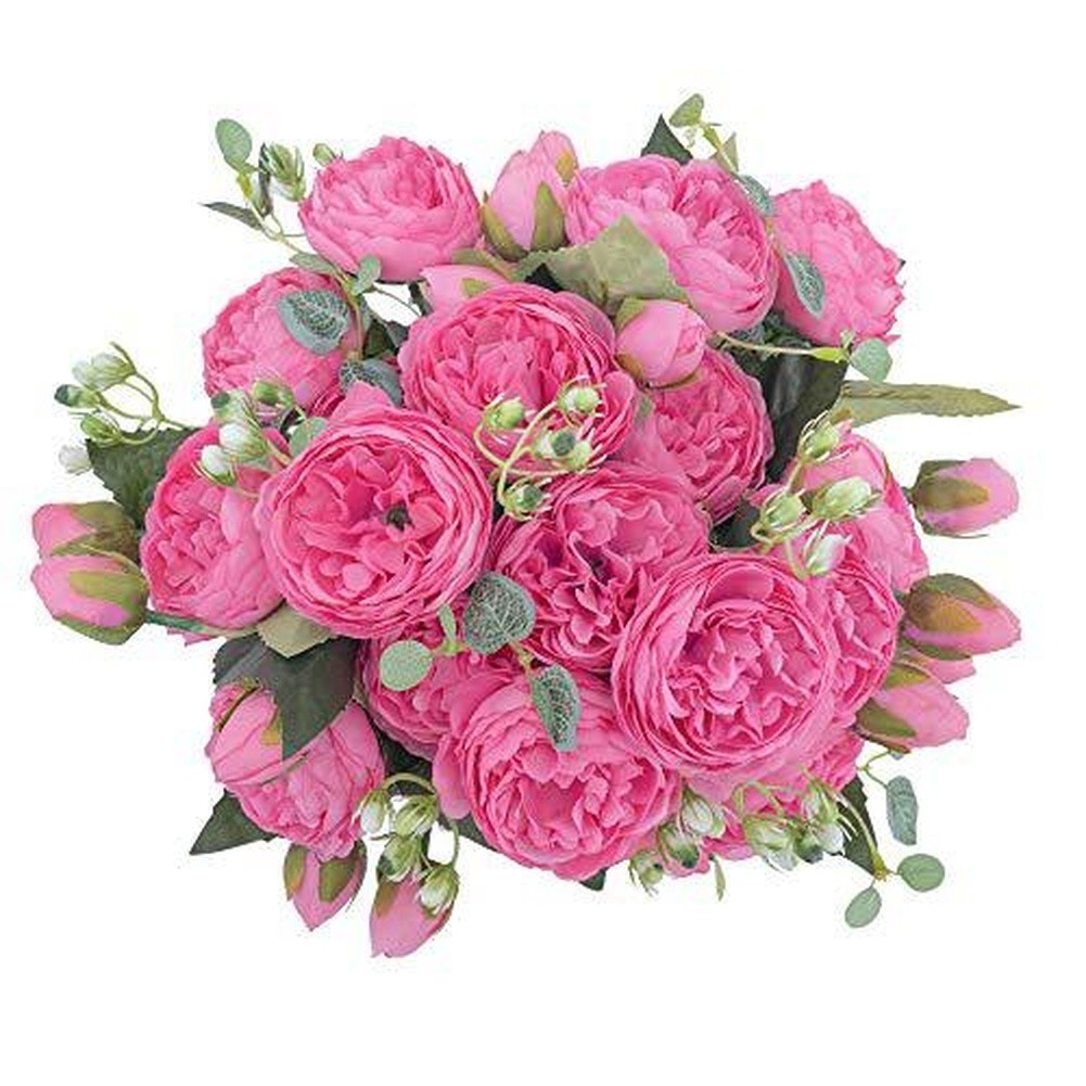 5 Head Persian Peony Silk Flowers Wedding Home Decor Fake Roses Bouquet