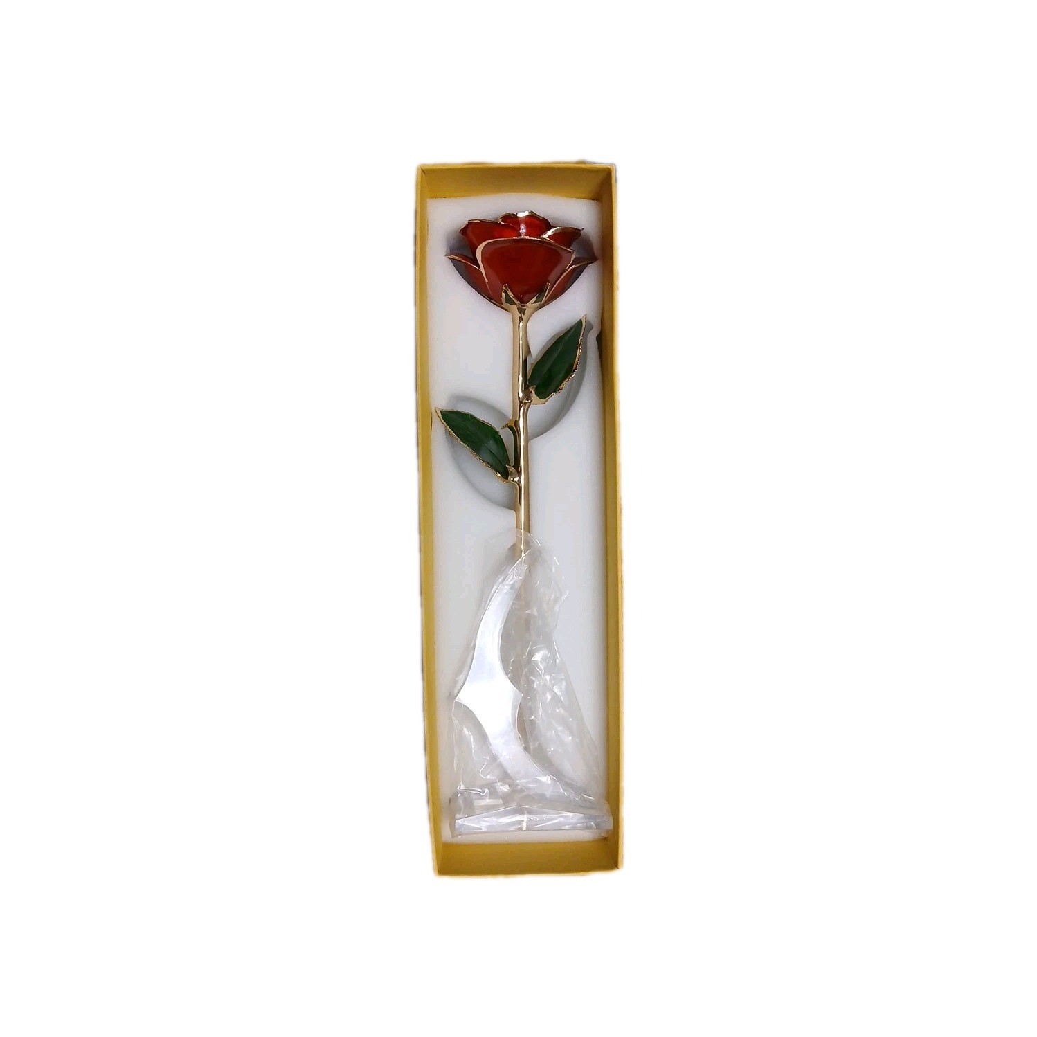 24k Gold Dipped Real Rose With Mantel To Stand Against