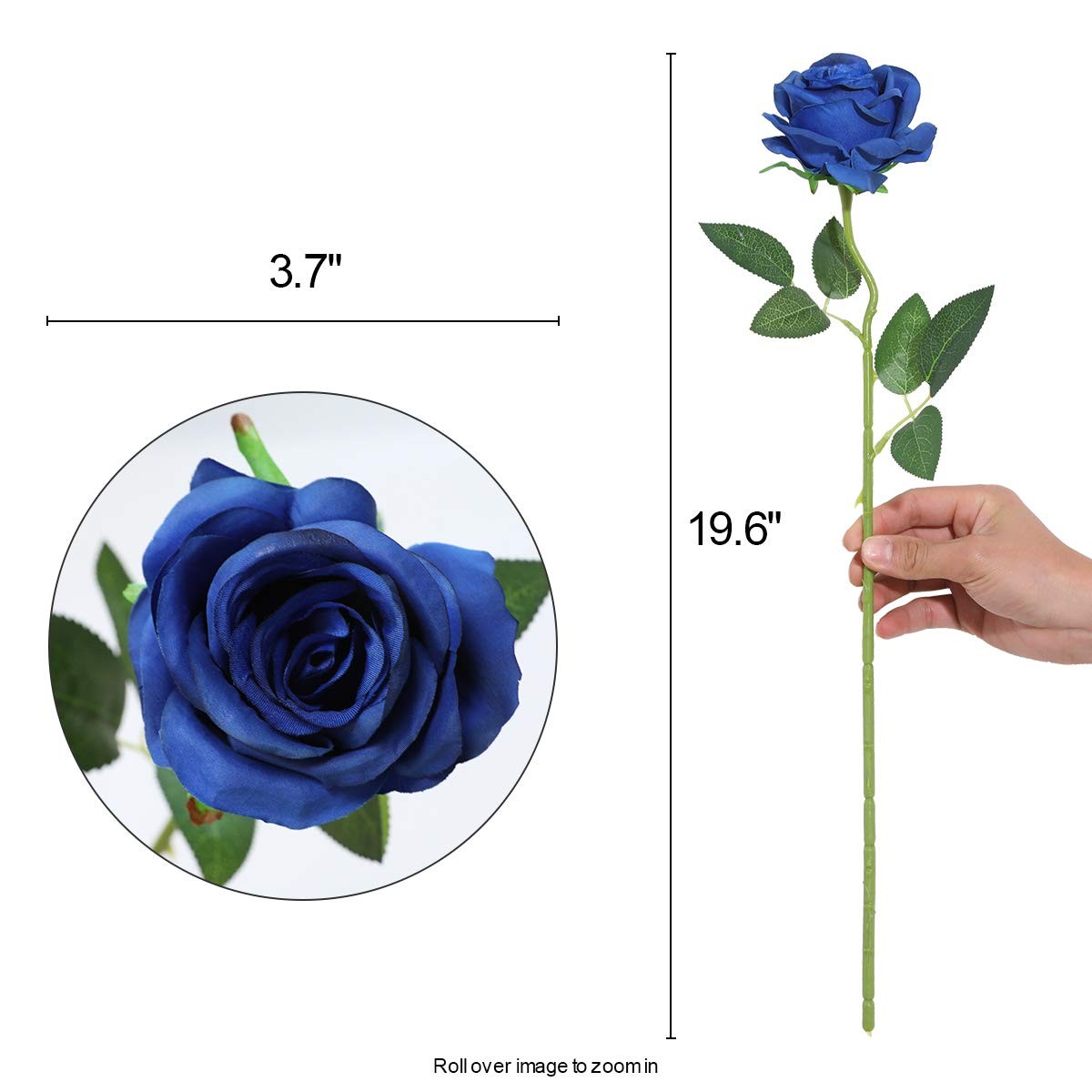 10 PCS Blue Artificial Silk Rose Flower Bouquet Lifelike Fake Wedding Decor