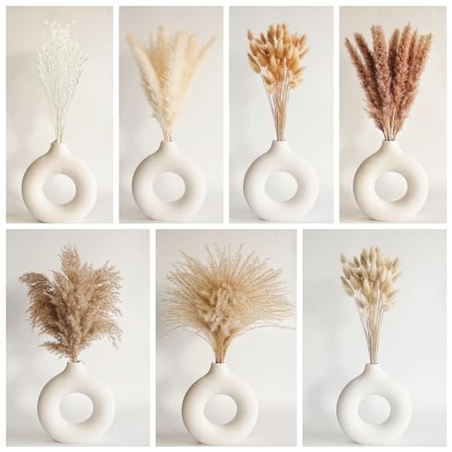 Dried Pampas Grass Decor Pampas Grass with Bunny Tails Dried Flowers, 128PCS