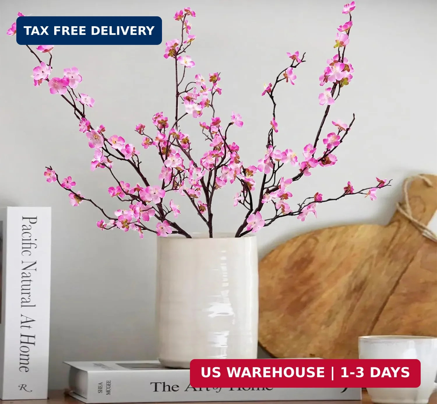 Artificial Plum Blossom Flowers 3pcs Faux Cherry Blossom Flower Silk Peach Flowe