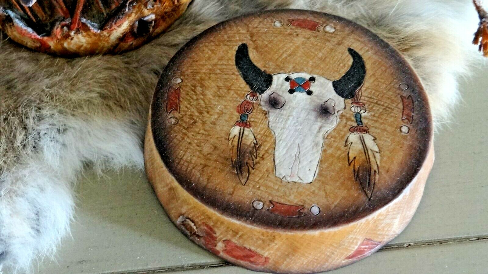 Indigenous American Themed Round Drum Box Floral Arrangement