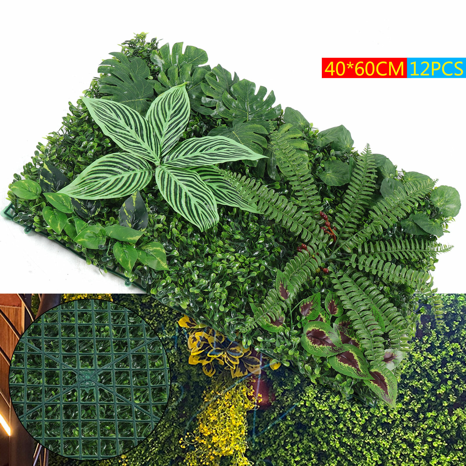 Plant Artificial Mat 9/12PCs Greenery Wall Hedge Grass Fence Foliage Panel Decor