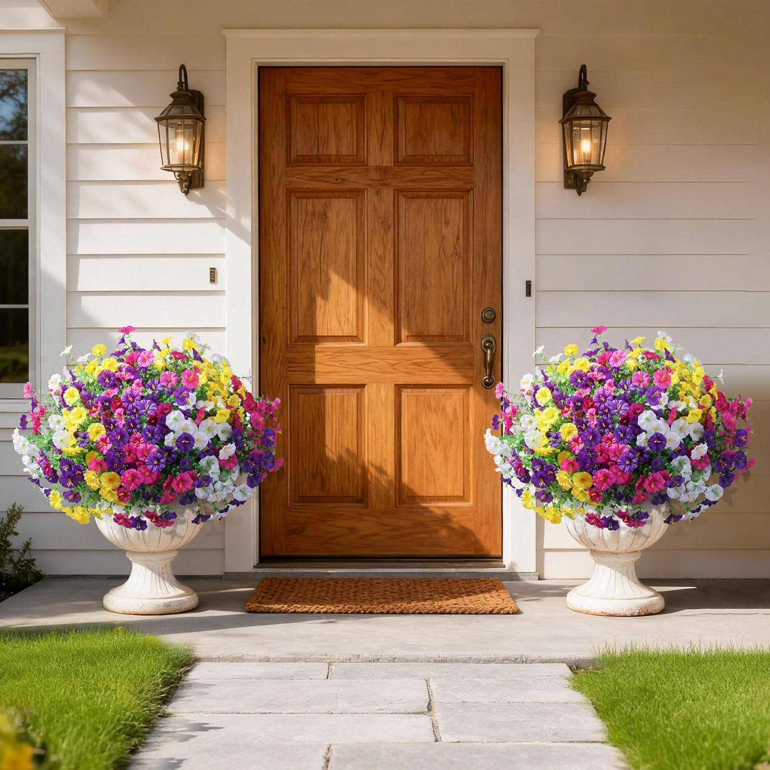 24 Bundles Artificial Flowers for Outdoors Faux Plants Summer Outdoor Decoration
