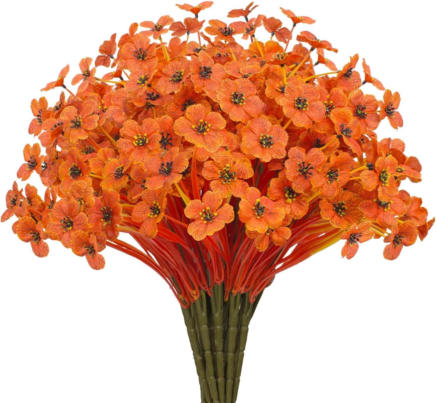21 Bundles Artificial Flowers, UV Resistant Faux Silk Outdoor Planter